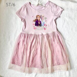 (🎨$3 PLAY) H&M 5T/6 Frozen Girls Kids Pink Dress Disney Princess Balletcore